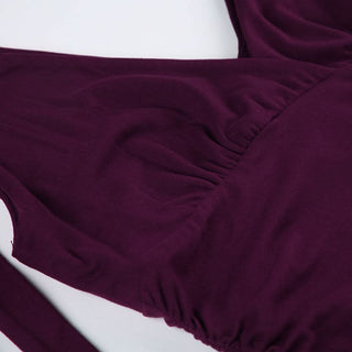 Ruched deep V neck solid self tie tank top