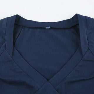 Cap sleeve v neck self tie bowknot solid top