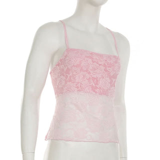 Self tie cross back lace cami top