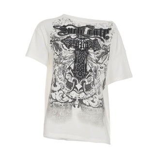 Short sleeve cross print top