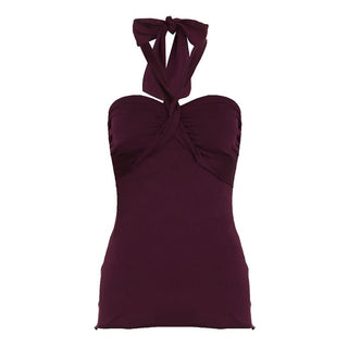 Halter sweetheart neck knotted top