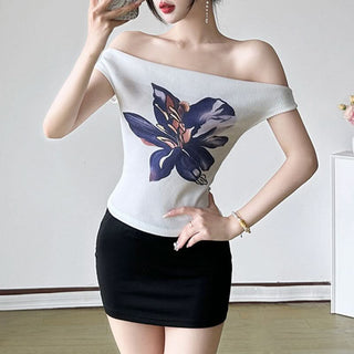 Off shoulder flower print top