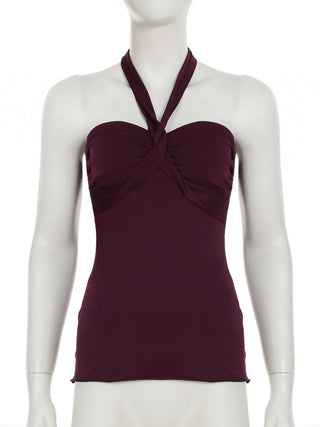 Halter sweetheart neck knotted top