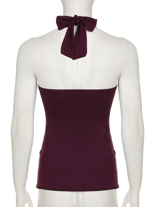 Halter sweetheart neck knotted top