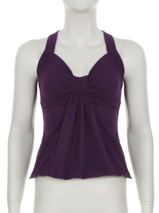 Ruched cross back smocked cami top