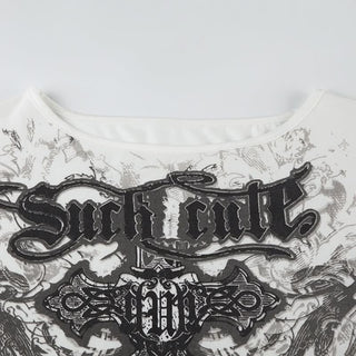 Short sleeve cross print top