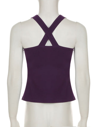 Ruched cross back smocked cami top