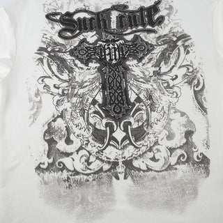 Short sleeve cross print top