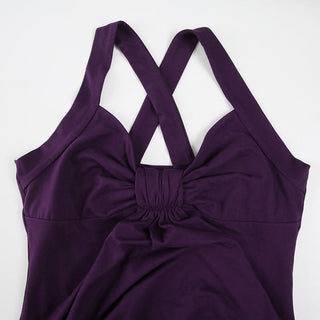 Ruched cross back smocked cami top