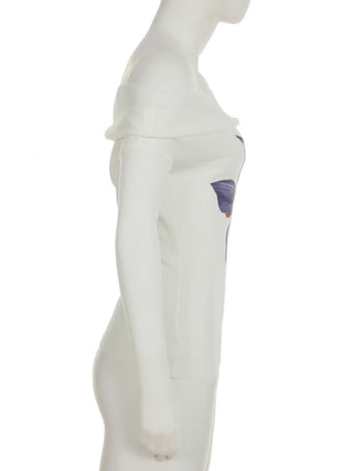 Off shoulder long sleeve flower print top