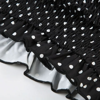 Polka dot halter smocked ruffle top