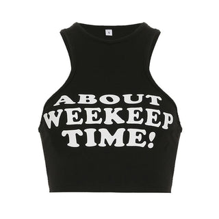 Letter print crewneck tank top