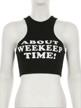 Letter print crewneck tank top