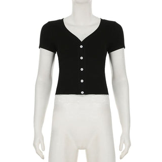 Short pant v neck lace hem button top