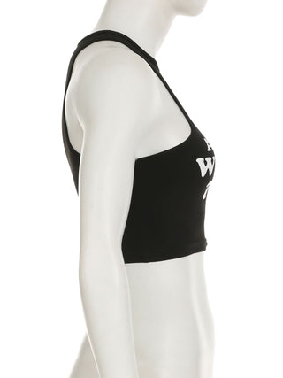 Letter print crewneck tank top