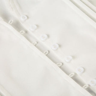 Puff sleeve v neck ruched button lace hem top