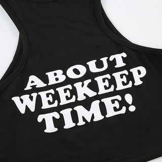 Letter print crewneck tank top