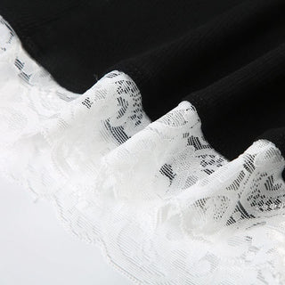 Short pant v neck lace hem button top