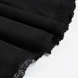 Ruffle self tie lace hem ruched cami mini dress