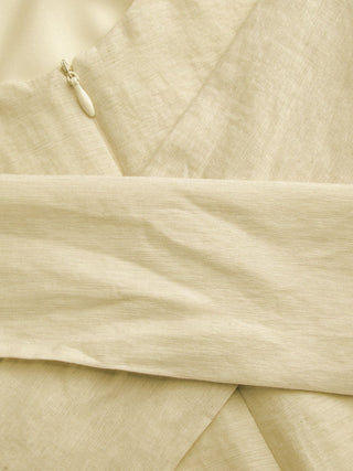 Linen-blend Boat Neck Solid Knotted Backless Mini Dress