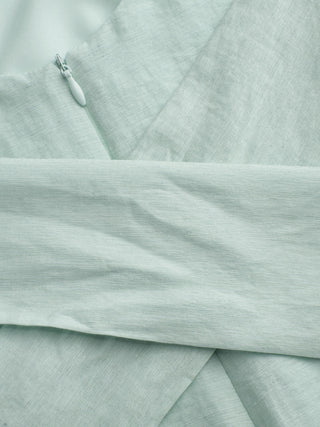 Linen-blend Boat Neck Solid Knotted Backless Mini Dress