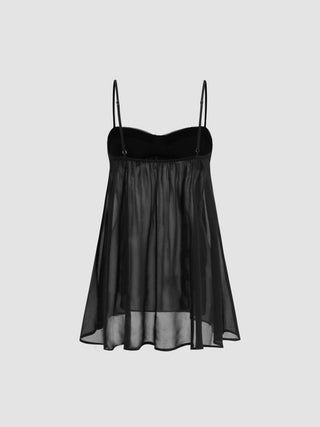 Chiffon Leopard Bowknot Oversized Mini Nightdress