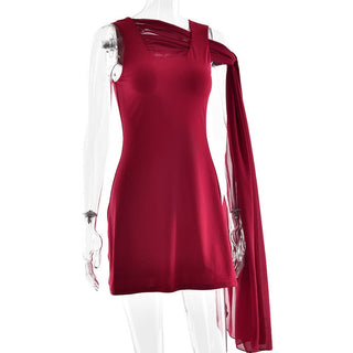 U neck knotted solid mini dress