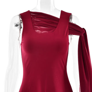 U neck knotted solid mini dress