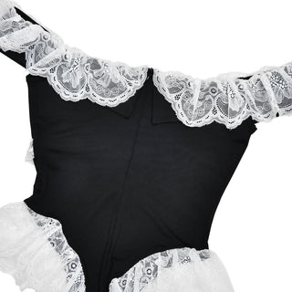 Off shoulder ruffle lace hem bodysuit