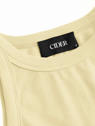 Cotton-blend Round Neckline Solid Tank Top