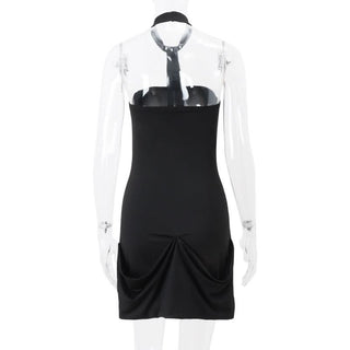 Halter ruched backless mini dress