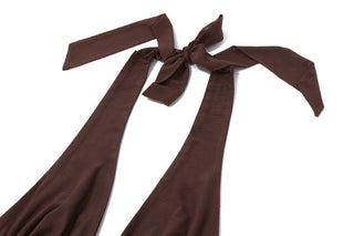 Halter self tie ruched mesh maxi skirt set