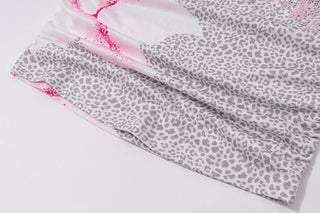 Flower print v neck lace hem bowknot cami top