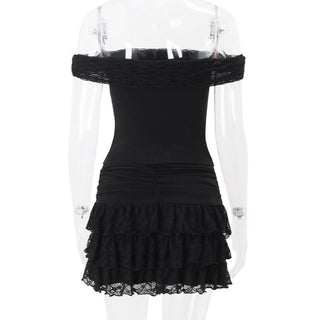 Off shoulder bowknot ruffle ruched mini skirt set