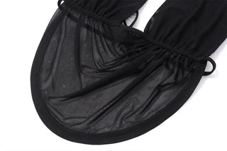 Halter backless mesh self tie crop top