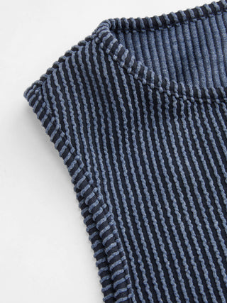Round Neckline Stripe Button Through Tank Top