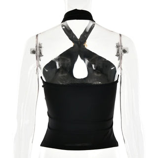Halter metal ring hollow out cut out top