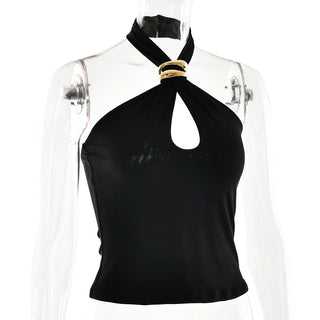 Halter metal ring hollow out cut out top