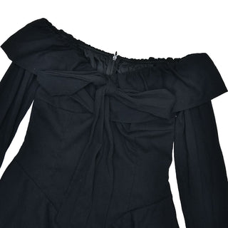 Off shoulder long flared mesh bowknot mini dress