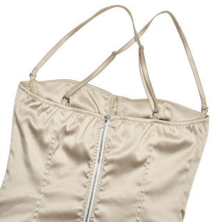 Ruched cross back zip-up bowknot top