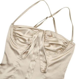 Ruched cross back zip-up bowknot top