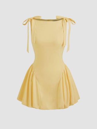 Grad Dresses Cute Summer Dresses Party Dress For Party New Years Holiday Dress Valentine rush outfits special occasion dresses Woven Sculptural Boat Neck Bowknot Bubble Hem Mini Dress For Date