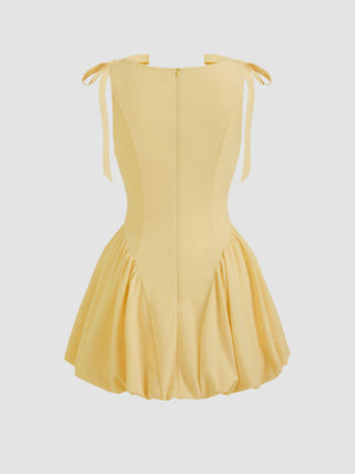 Grad Dresses Cute Summer Dresses Party Dress For Party New Years Holiday Dress Valentine rush outfits special occasion dresses Woven Sculptural Boat Neck Bowknot Bubble Hem Mini Dress For Date