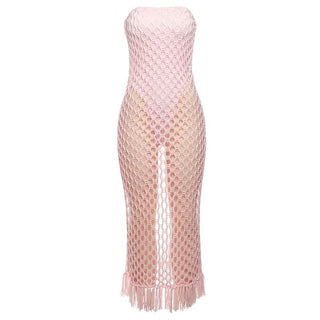 Hollow out knitted 2 piece raw hem bodysuit