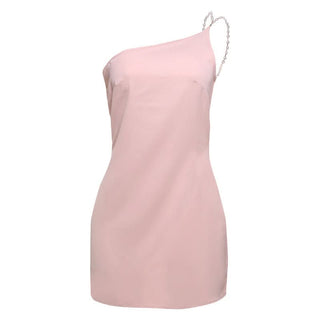 One shoulder beaded backless mini dress