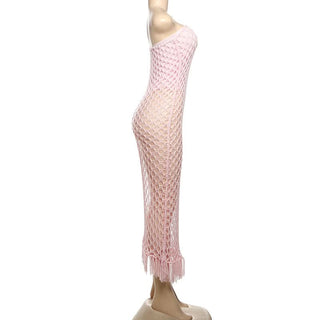 Hollow out knitted 2 piece raw hem bodysuit