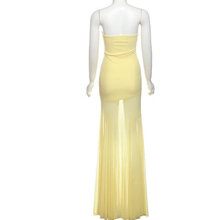 Mesh patchwork solid tube maxi dress