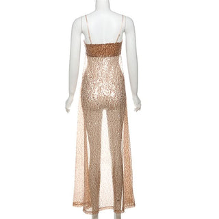 U neck glitter mesh cami top