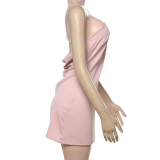 One shoulder beaded backless mini dress