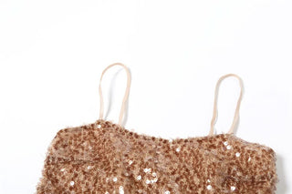 U neck glitter mesh cami top